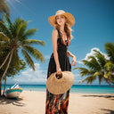 Amazon American Holiday Style plus size dress Malaysia Seaside Ice Silk Print Long Dress Beach Dress