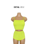 Fresh and Simple Swimsuit for Women 2025 Solid Color Korean and Japanese Style Two-Piece Swimsuit High-Waisted Triangle Slimming Bikini for Women