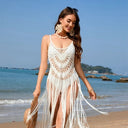 Foreign Trade Aliexpress 2024 Cross-Border Amazon Strap-Style Beach Cover-Up Hand-Crocheted Beach Dress Sunshade Quick-Dry