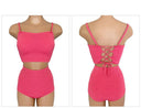 Fresh and Simple Swimsuit for Women 2025 Solid Color Korean and Japanese Style Two-Piece Swimsuit High-Waisted Triangle Slimming Bikini for Women