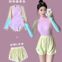 Pastel Colorblock Long Sleeve Swim Set