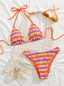 2025 Amazon New European and American Bikini Swimsuit Female Sexy Halterneck Backless Beach Bikini Export Swimsuit