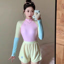 Pastel Colorblock Long Sleeve Swim Set
